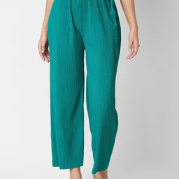 SPYKAR Self Design High Rise Wide Leg Pleated Regular Trousers-image-55