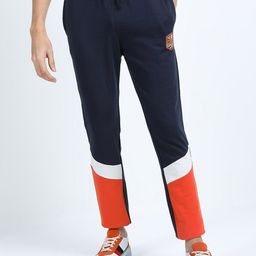 HIGHLANDER Men Navy Blue Colourblocked Slim-Fit Track Pants-image-51