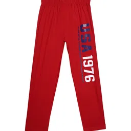 SWEET ANGEL Boys Red Printed Relaxed-Fit Pure Cotton Track Pants-picture-3