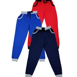 IndiWeaves Boys Pack Of 3 Mid-Rise Pure Cotton Joggers-image-13
