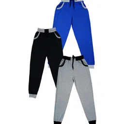 IndiWeaves Boys Pack Of 3 Mid-Rise Pure Cotton Joggers-image-54