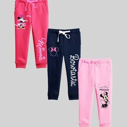 KUCHIPOO Girls Pack Of 3 Mickey & Friends Printed Cotton Joggers-image-30