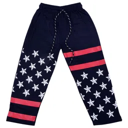 SWEET ANGEL Boys Navy-Blue & White Printed Pure Cotton Relaxed-Fit Track Pant-image-98
