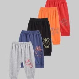 KUCHIPOO Kids Pack of 5 Multicolored Printed Track Pants-9