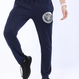 HIGHLANDER Men Navy Blue Regular Fit Printed Track Pants-image-73