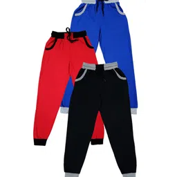 IndiWeaves Boys Pack Of 3 Mid-Rise Pure Cotton Joggers-image-69