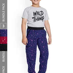IndiWeaves Boys Pack of 3 printed Cotton Track Pants-image-85