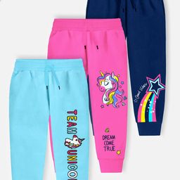YK X Trampoline Girls Pack of 3 Printed Mid-Rise Cotton Joggers-picture-36