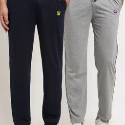 VIMAL JONNEY Men Grey & Navy Blue Pack Of 2 Solid Regular Fit Track Pants-image-49