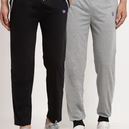 VIMAL JONNEY Men Pack Of 2 Black & Grey Solid Regular-Fit Track Pants-17
