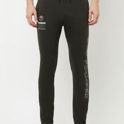 Men Dark Olive Solid Slim-Fit Track Pants-image-34
