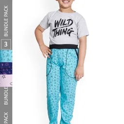 IndiWeaves Boys Pack Of 3 Graphic Printed Cotton Track Pants-image-90