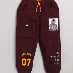 Nottie Planet Boys Brown Printed Track Pants-image-75