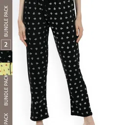 IndiWeaves Women Pack Of 2 Printed Mid-Rise Pure Cotton Lounge Pants-image-55