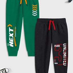 YK X Trampoline Kids Pack Of 2 Printed Cotton Mid Rise Joggers-15