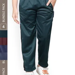 IndiWeaves Boys Pack Of 4 Mid-Rise Track Pants-image-3