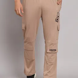 GRIFFEL Men Mid-Rise Cotton Cargo Track Pants-image-75