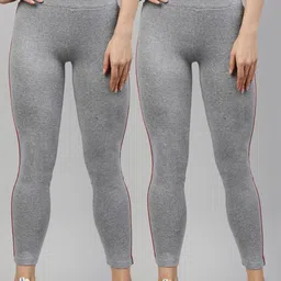 GOLDSTROMS Women Grey Pack of 2 Solid Cotton Tights-image-42