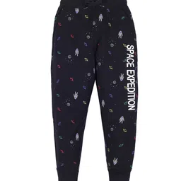 PLUM TREE Boys Black Printed Pure Cotton Joggers-10