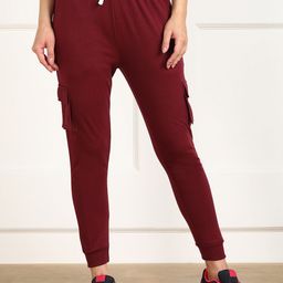 SHARKTRIBE Women Maroon Solid Joggers-image-11