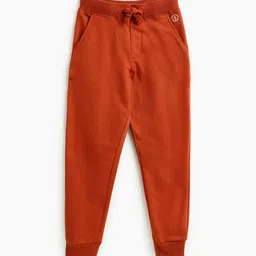 Campana Boys Rust Orange Solid Cotton Joggers-picture-7