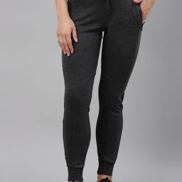 GOLDSTROMS Women Charcoal Grey Solid Slim-Fit Joggers-image-19