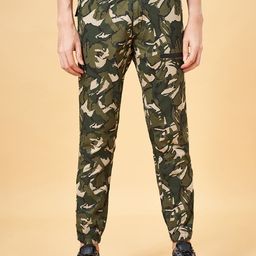 Urban Ranger by pantaloons Men Camouflage Printed Mid-Rise Slim-Fit Cotton Joggers-picture-48