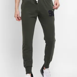 Alan Jones Men Olive-Green Solid Slim-Fit Joggers-image-44