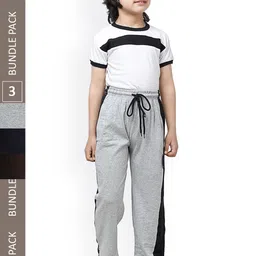 IndiWeaves Boys pack Of 3 Pure Cotton Track Pants-image-56