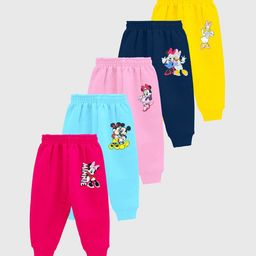 KUCHIPOO Girls Pack Of 5 Minnie & Daisy Printed Mid Rise Joggers-image-26