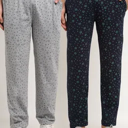 VIMAL JONNEY Men Pack Of 2 Grey & Navy Blue Printed Track Pants-image-86