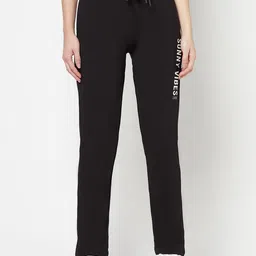 Cantabil Women Black Solid Cotton Track Pants-picture-49