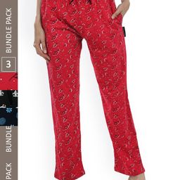IndiWeaves Women Pack of 3 Printed Pure Cotton Lounge Pants-image-76