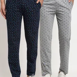 VIMAL JONNEY Men Pack Of 2 Navy Blue & Grey Regular Fit Trackpants-image-85