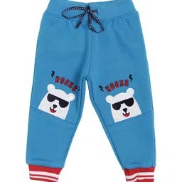 Bodycare Kids Infant Boys Blue & Red Graphic Printed Cotton Joggers-1