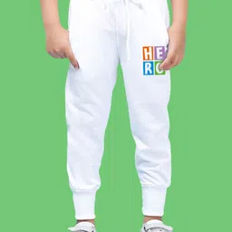NUSYL Boys White Hero Text Printed Ankle Length Track Pants-image-58
