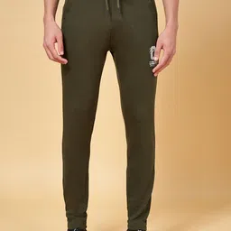 People Men Olive Green Solid Track Pants-picture-31