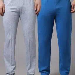 mack jonney VIMAL JONNEY Men Pack Of 2 Solid Blue & Grey Cotton Track Pants-picture-28