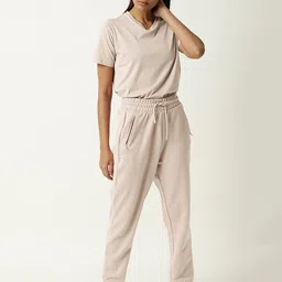 ARTICALE Beige Solid Cotton Track Pants-11