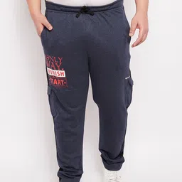 bigbanana Men Plus Size Navy Blue Printed Regular-Fit Track Pants-picture-17