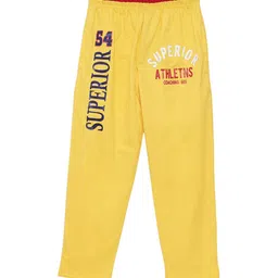 Fashionable Boys Yellow Self Design Pure Cotton Track Pants-image-114
