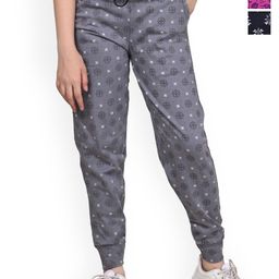 BAESD Girls Pack of 3 Floral Printed Mid-Rise Pure Cotton Track Pants-picture-32