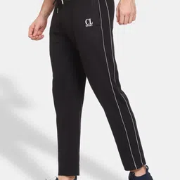 CL SPORT Men Black Solid Track Pants-5
