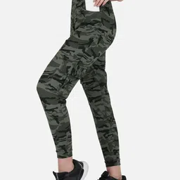 IMPERATIVE Women Green Camouflage Track Pants With Cargo Pockets-picture-21