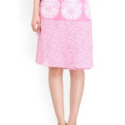 Exotic India Printed Pure Cotton Flared Knee Length A-Line Skirt-image-35