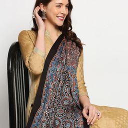 Dupatta Bazaar Black & Blue Ethnic Motifs Printed Block Print Dupatta image 5