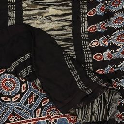 Dupatta Bazaar Black & Blue Ethnic Motifs Printed Block Print Dupatta image 2