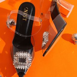 GNIST Embellished Peep Toes Block Heels-1