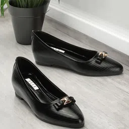 ELLE Textured Bow Embellished Wedge Pumps-78