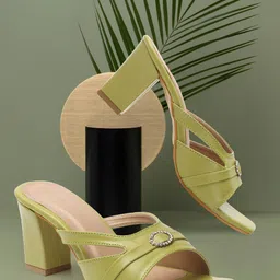 ICONICS Embellished Open Toe Block Heels-0